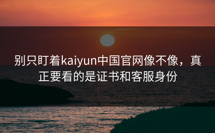 别只盯着kaiyun中国官网像不像，真正要看的是证书和客服身份